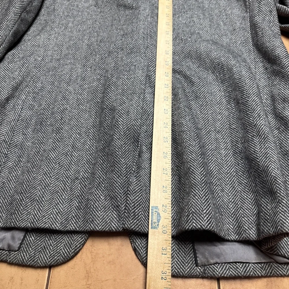 VINTAGE OAKTON Sz 42R Gray Herringbone Tweed Wool Blend Blazer Sport Coat Jacket